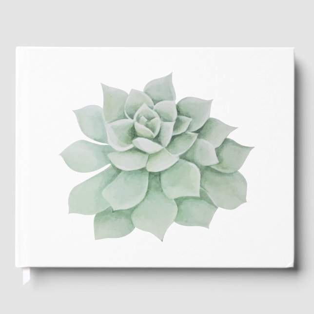 Grüne Sukkulente Kakteen Mint Watercolor Hochzeit Gästebuch (Vorderseite)