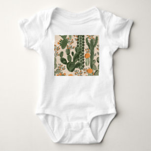 Grüne Sukkulente, orangefarbene Blume, Strandtapet Baby Strampler