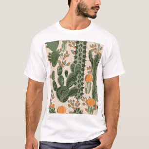 Grüne Sukkulente, orangefarbene Blume, Strandtapet T-Shirt