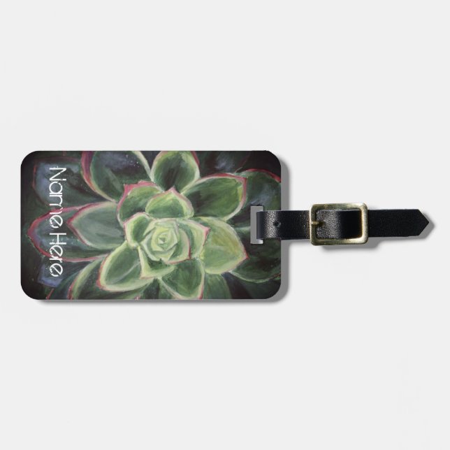 Grüne Sukkulentfarben Gepäckanhänger (Vorderseite horizontal)