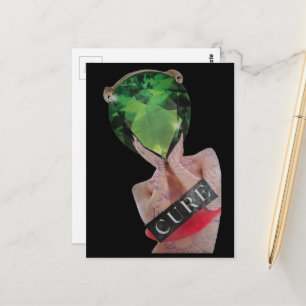 Grüne Surrealistische Edelstein-Dame Collage  Postkarte