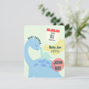 Grüne süße Dinosaurier-Baby-Shower-Einladung Einladung