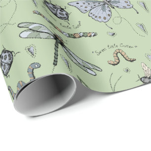 Grüne süße kleine Kreatur Babywanzen Insekten Kind Geschenkpapier