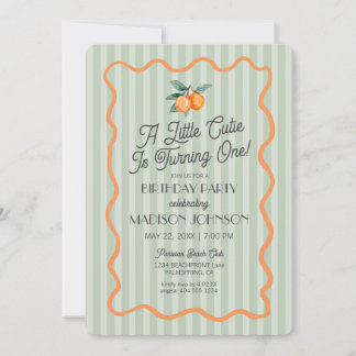 Grüne Süsse Pastellfarben Zitrus Thema Geburtstag Einladung