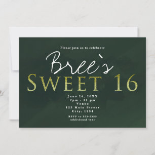 Grüne SWEET 16 Schick Elegante Geburtstagsfeier Einladung