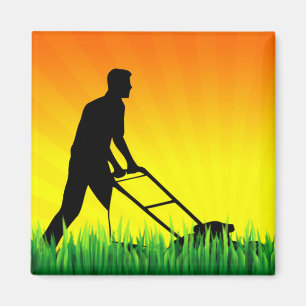 grüne Szenenrasensorgfalt Magnet