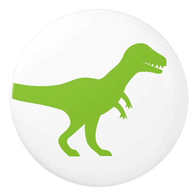 Grüne t-rex Dinosaurier-Keramiktür- und Keramikknauf (Vorderseite)