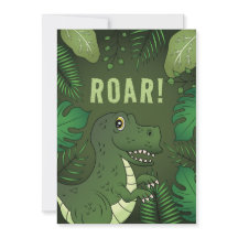 Grüne T-rex Dinosaurier mit Rottext Geburtstagspar