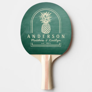 Grüne Tafelkreide Ananas Hochzeitsbogen & Name Tischtennis Schläger