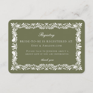 Grüne Talavera Fliese Registrierungskarte Einladun Begleitkarte