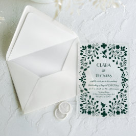 Grüne Talavera-Mexikanische Hochzeit Acryleinladungen