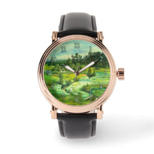 grüne Talmalerei Aquarell Armbanduhr