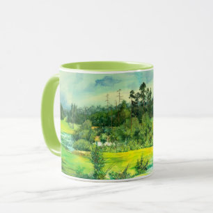 grüne Talmalerei Aquarell Tasse