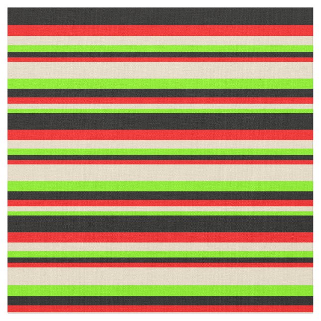 Grüne, Tan, Rote und Schwarze Streifen Stoff (Nahaufnahme)