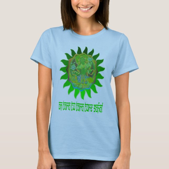 Grüne Tara-Yoga-Spitze T-Shirt (Vorderseite)