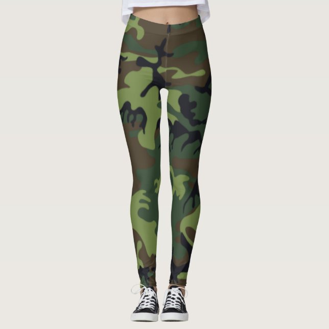 Grüne Tarnung Leggings (Vorderseite)