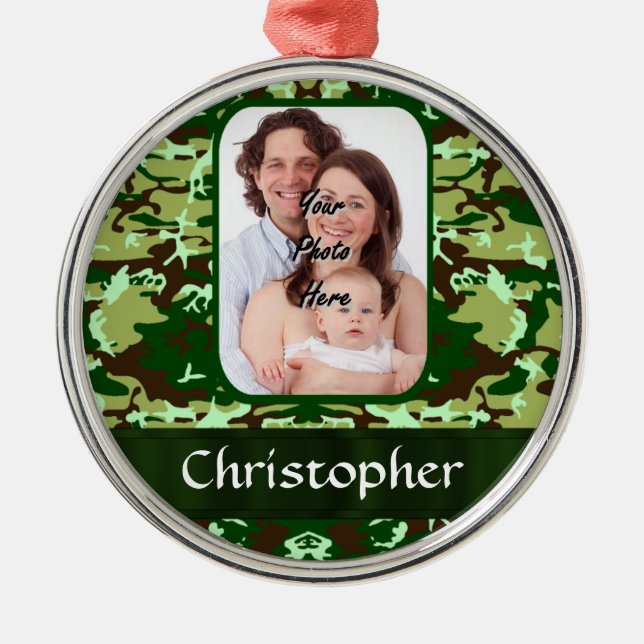 Grüne Tarnung Ornament Aus Metall (Vorne)