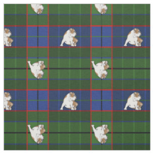 Grüne Tartan-Bulldogge Stoff