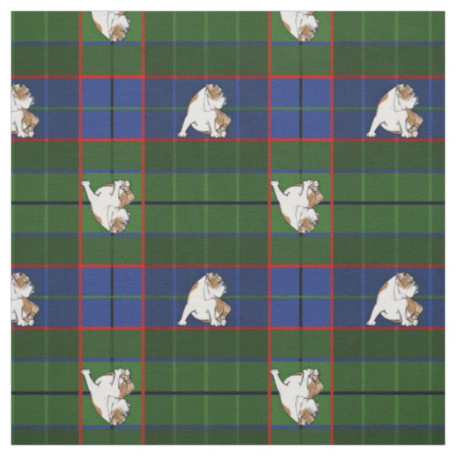 Grüne Tartan-Bulldogge Stoff (Muster)