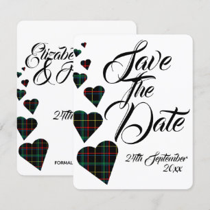 Grüne Tartan-Hochzeit - Save The Date Einladung