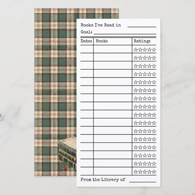 Grüne Tartan-Karo-Leseliste-Tracker-Flachkarte (Vorne/Hinten)
