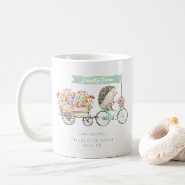 Grüne Tasse für die Kinderdusche - Blumenhecke (Mit Donut)