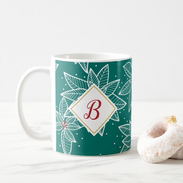Grüne Tasse Poinsettia Holiday (Mit Donut)