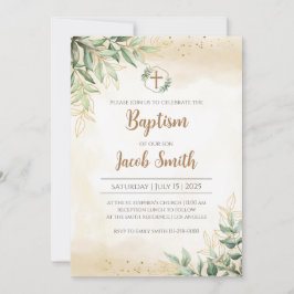 Grüne Taufe für Boy Christening Einladung