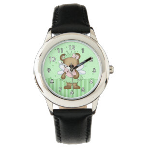 Grüne Teddybär-Fee Armbanduhr