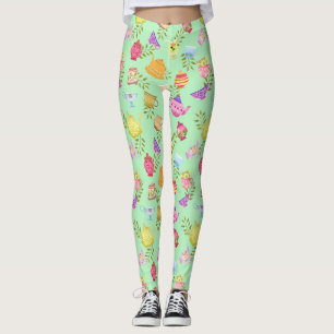 Grüne Teeköpfe und Tassen Leggings