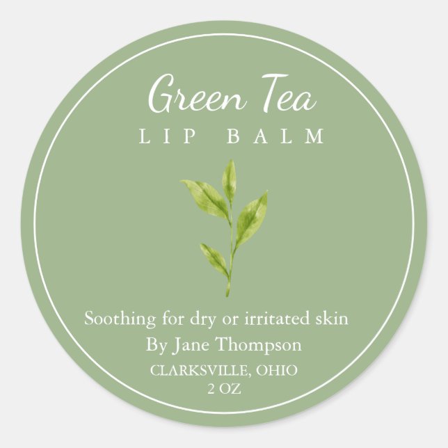 Grüne Teesalbe / Balsam-Label Runder Aufkleber (Vorderseite)