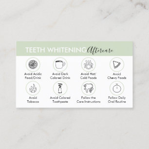 Grüne Teeth Whitening Aftercare Tipps Visitenkarte