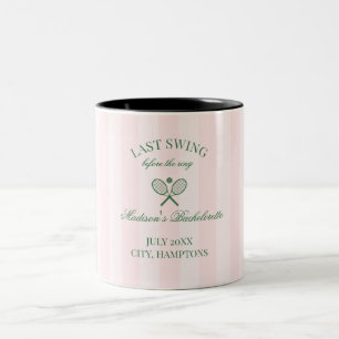 Grüne Tennis-Schläger Rosa gestreifte Brautparty Zweifarbige Tasse
