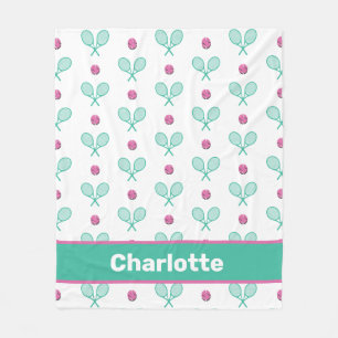 Grüne Tennisschläger mit individuelle Name Fleecedecke