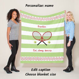 Grüne Tennisschläger personalisiert Fleecedecke