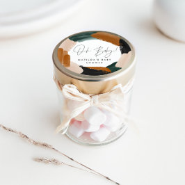 Grüne Terracotta abstrakte Aquarell Babydusche Runder Aufkleber