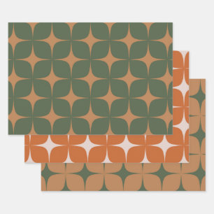 Grüne Terracotta Mitte Jahrhundert Modernes Paradi Geschenkpapier Set