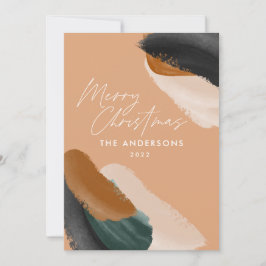 Grüne Terracotta Moderne minimale Aquarelltagen Feiertagskarte