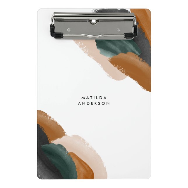 Grüne Terrakotta abstrakte Aquarell Moderne einzig Mini Klemmbrett (Vorderseite)