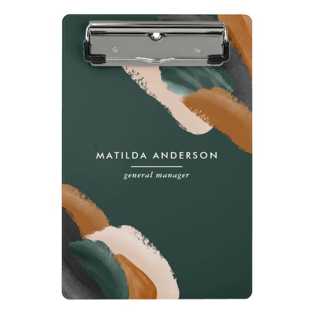 Grüne Terrakotta abstrakte Aquarell Moderne einzig Mini Klemmbrett (Vorderseite)