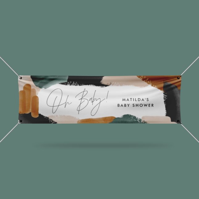 Grüne Terrakotta abstrakte Aquarellnarbendusche Banner (Von Creator hochgeladen)