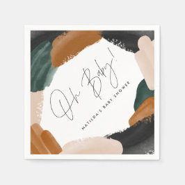 Grüne Terrakotta abstrakte Aquarellnymbole Babydus Serviette