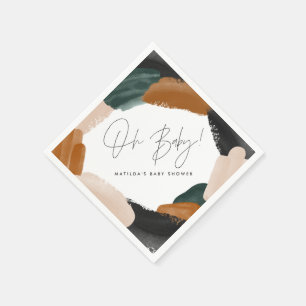 Grüne Terrakotta abstrakte Aquarellnymbole Babydus Serviette