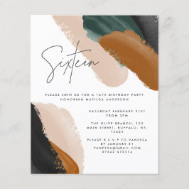 Grüne Terrakotta abstrakte Wasserfarbe 16. Geburts