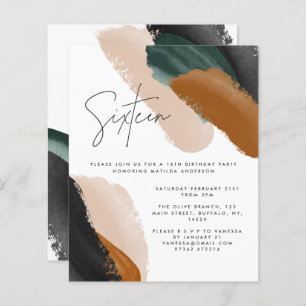 Grüne Terrakotta abstrakte Wasserfarbe 16. Geburts