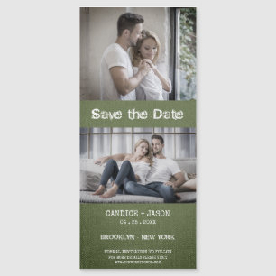 Grüne Textilien Verlobten Romantische Paar Magnetkarte