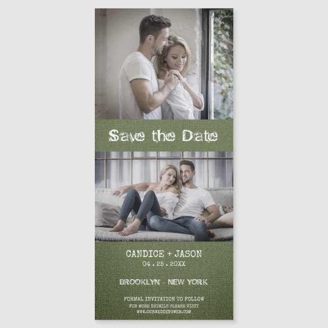 Grüne Textilien Verlobten Romantische Paar Magnetkarte (Vorderseite)