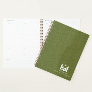 Grüne Textur Elegante Monogram Logo Custom Planer