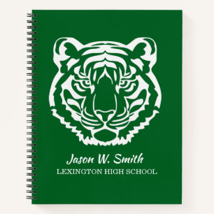 Grüne Tigers Logo Schulmaskottchen Notizbuch