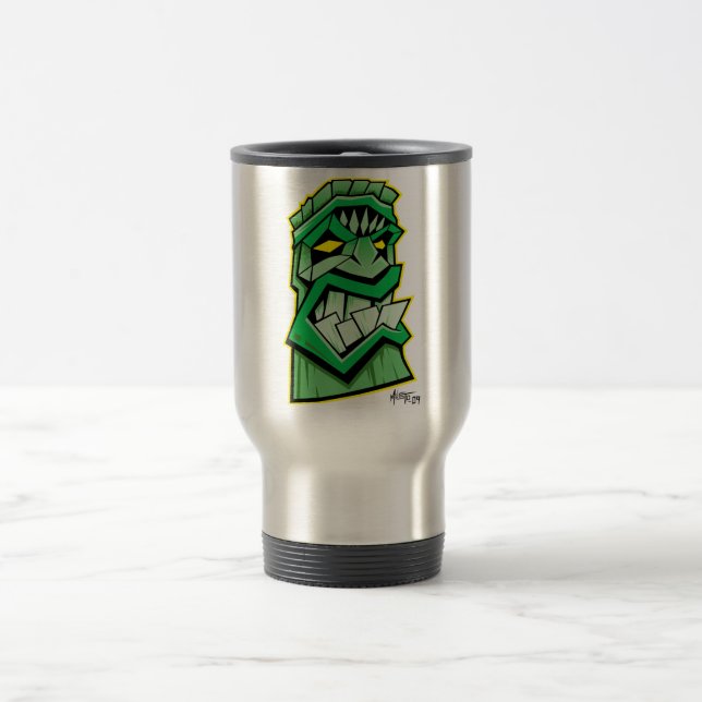 grüne tiki Masken-Reise-Tasse Reisebecher (Mittel)